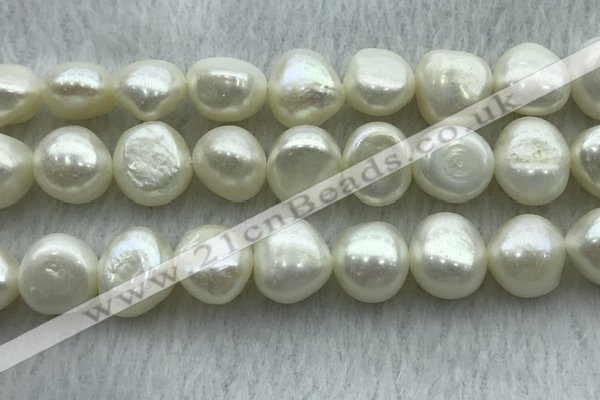 FWP260 15 inches 11mm - 12mm baroque white freshwater pearl strands