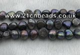 FWP263 15 inches 11mm - 12mm baroque black freshwater pearl strands