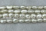 FWP285 15 inches 9mm - 10mm baroque white freshwater pearl strands