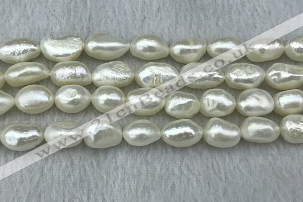 FWP285 15 inches 9mm - 10mm baroque white freshwater pearl strands