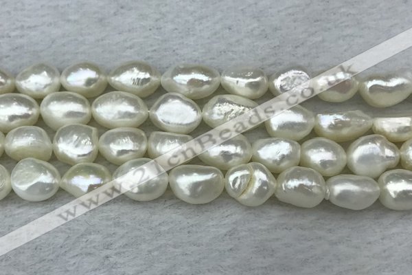 FWP286 15 inches 9mm - 10mm baroque white freshwater pearl strands