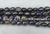 FWP288 15 inches 9mm - 10mm baroque black freshwater pearl strands
