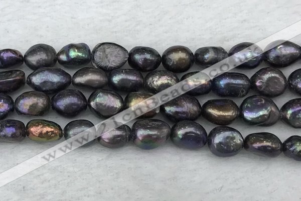 FWP288 15 inches 9mm - 10mm baroque black freshwater pearl strands