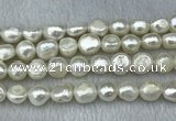 FWP302 15 inches 11mm - 12mm baroque white freshwater pearl strands