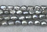 FWP307 15 inches 11mm - 12mm baroque grey freshwater pearl strands