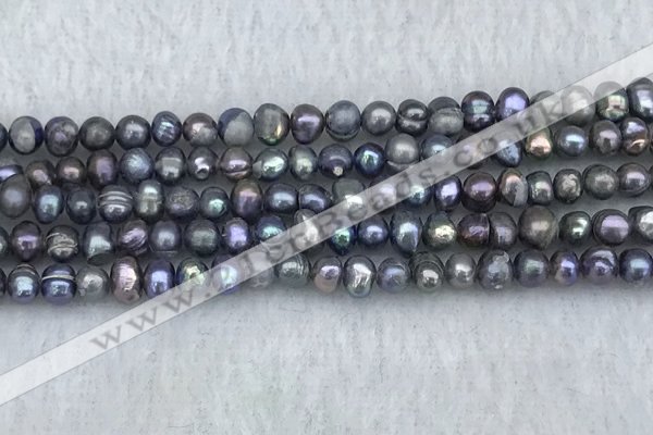 FWP31 14.5 inches 4mm - 4.7mm potato black freshwater pearl strands