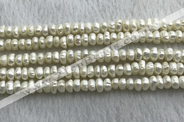 FWP320 14.5 inches 5.2mm button white freshwater pearl strands