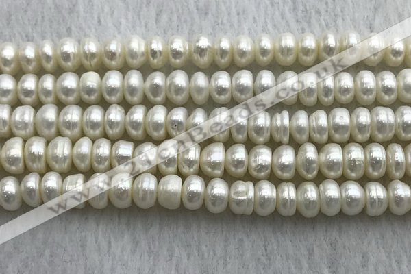 FWP322 15 inches 6mm - 7mm button white freshwater pearl strands