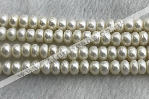 FWP324 15 inches 8mm - 9mm button white freshwater pearl strands