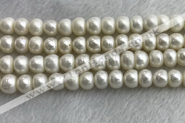 FWP326 15 inches 9mm - 10mm button white freshwater pearl strands