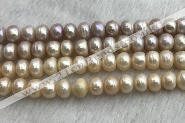 FWP327 15 inches 9mm - 10mm button purple & pink freshwater pearl strands