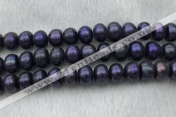 FWP330 15 inches 11mm - 12mm button black freshwater pearl strands