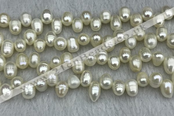 FWP340 Top-drilled 7mm - 8mm potato white freshwater pearl strands