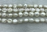 FWP350 15 inches 7mm - 8mm baroque white freshwater pearl strands