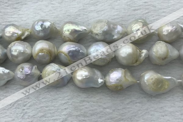 FWP362 15 inches 15mm - 18mm baroque freshwater nucleated pearl beads