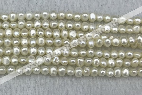 FWP40 14.5 inches 4mm - 5mm potato white freshwater pearl strands