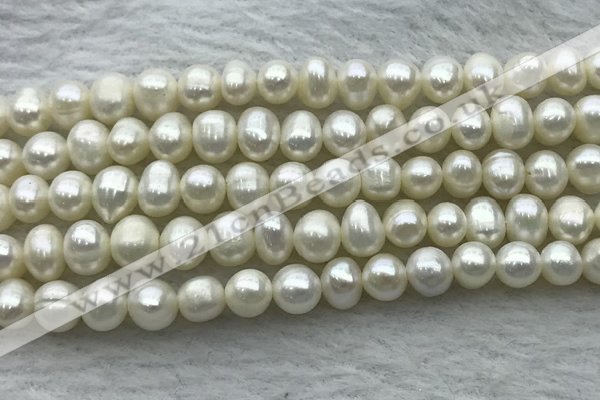 FWP44 14.5 inches 5mm - 5.5mm potato white freshwater pearl strands