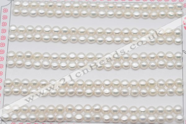 FWP452 half-drilled 4-4.5mm bread freshwater pearl beads