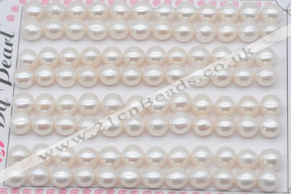 FWP458 half-drilled 7-7.5mm bread freshwater pearl beads