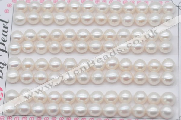 FWP458 half-drilled 7-7.5mm bread freshwater pearl beads