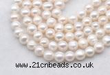 FWP484 14.5 inches 9mm - 10mm potato white freshwater pearl strands