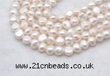 FWP490 14 inches 8mm - 9mm baroque white freshwater pearl strands