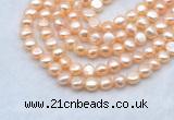 FWP491 14 inches 8mm - 9mm baroque pink freshwater pearl strands