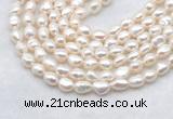 FWP494 14 inches 7mm - 8mm baroque white freshwater pearl strands