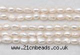 FWP496 14 inches 8mm - 9mm baroque white freshwater pearl strands