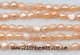 FWP497 14 inches 8mm - 9mm baroque pink freshwater pearl strands