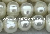 FWP55 15 inches 6mm - 7mm potato white freshwater pearl strands