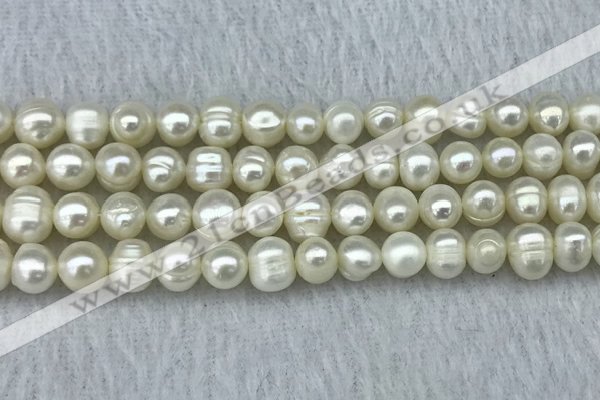 FWP56 15 inches 6mm - 7mm potato white freshwater pearl strands
