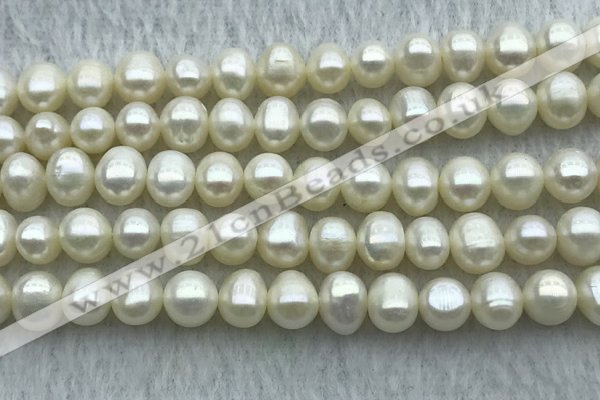 FWP59 15 inches 6mm - 7mm potato white freshwater pearl strands