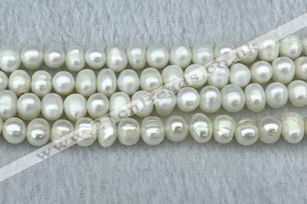 FWP65 15 inches 7mm - 8mm potato white freshwater pearl strands