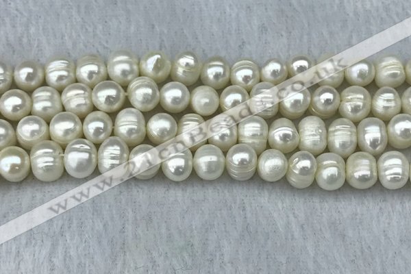 FWP70 15 inches 7mm - 8mm potato white freshwater pearl strands