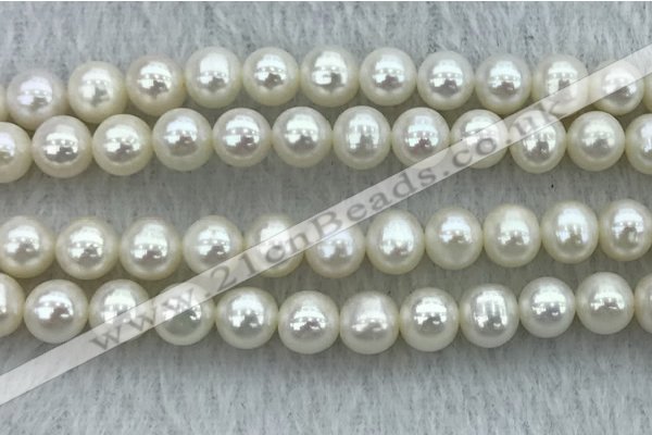 FWP77 15 inches 7mm - 8mm potato white freshwater pearl strands