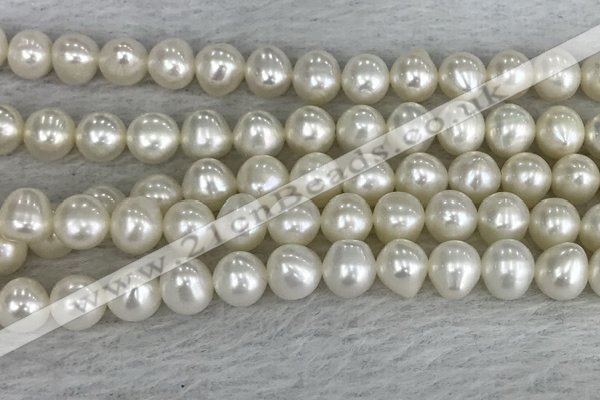 FWP79 15 inches 7mm - 8mm potato white freshwater pearl strands