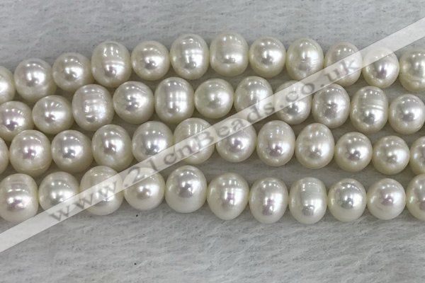 FWP90 15 inches 8mm - 9mm potato white freshwater pearl strands