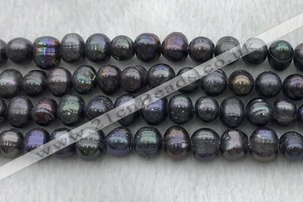 FWP92 15 inches 8mm - 9mm potato black freshwater pearl strands