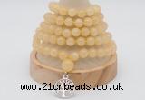 GMN1126 Hand-knotted 8mm, 10mm honey jade 108 beads mala necklaces with charm