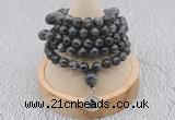 GMN1136 Hand-knotted 8mm, 10mm black labradorite 108 beads mala necklaces with charm