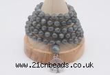 GMN1139 Hand-knotted 8mm, 10mm labradorite 108 beads mala necklaces with charm