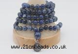 GMN1143 Hand-knotted 8mm, 10mm sodalite 108 beads mala necklaces with charm