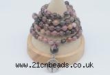 GMN1145 Hand-knotted 8mm, 10mm rhodonite 108 beads mala necklaces with charm