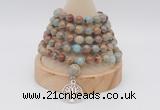 GMN1166 Hand-knotted 8mm, 10mm serpentine jasper 108 beads mala necklaces with charm