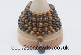 GMN1218 Hand-knotted 8mm, 10mm yellow tiger eye 108 beads mala necklaces with charm