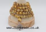 GMN1220 Hand-knotted 8mm, 10mm golden tiger eye 108 beads mala necklaces with charm