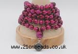 GMN1226 Hand-knotted 8mm, 10mm red tiger eye 108 beads mala necklaces with charm
