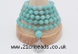 GMN1250 Hand-knotted 8mm, 10mm amazonite 108 beads mala necklaces with charm