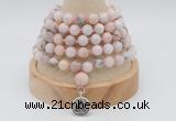 GMN1251 Hand-knotted 8mm, 10mm natural pink opal 108 beads mala necklaces with charm